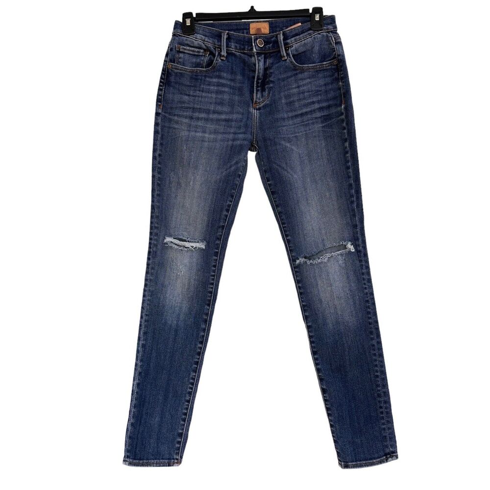 Driftwood SZ 26 Jackie Jeans Mid-Rise Whiskered 5-Pocket Distressed / Rips Blue